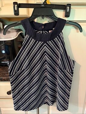 dolan Navy and White Striped Halter Dress Top